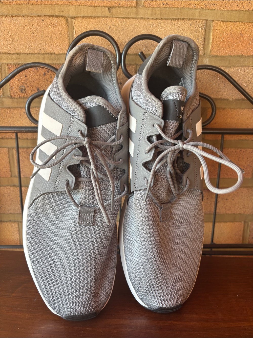 adidas Men's Gray Mesh Sneakers with White Stripes 10.5